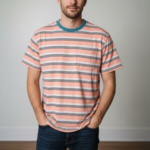 Scotch & Soda Peach and Purple Striped Tee Cotton blend size XL